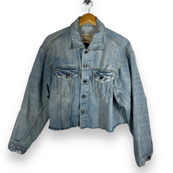 We The Free Amelia Slouchy Denim Trucker Jacket, Just The Way It Is Wash, Size S - Picture 2 of 14